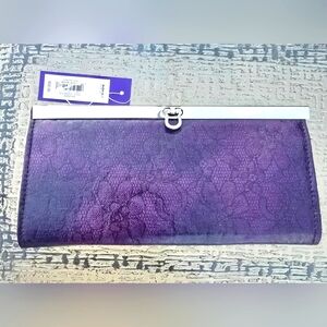 New Apt. 9 Purple Floral Bar Harbor Slim Clutch NWT